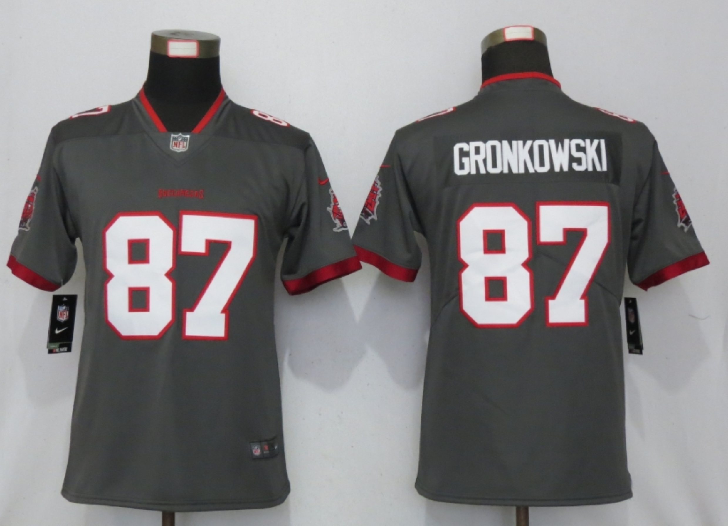 Women New Nike Tampa Bay Buccaneers 87 Gronkowski Nike Pewter Alternate Vapor Elite Playe